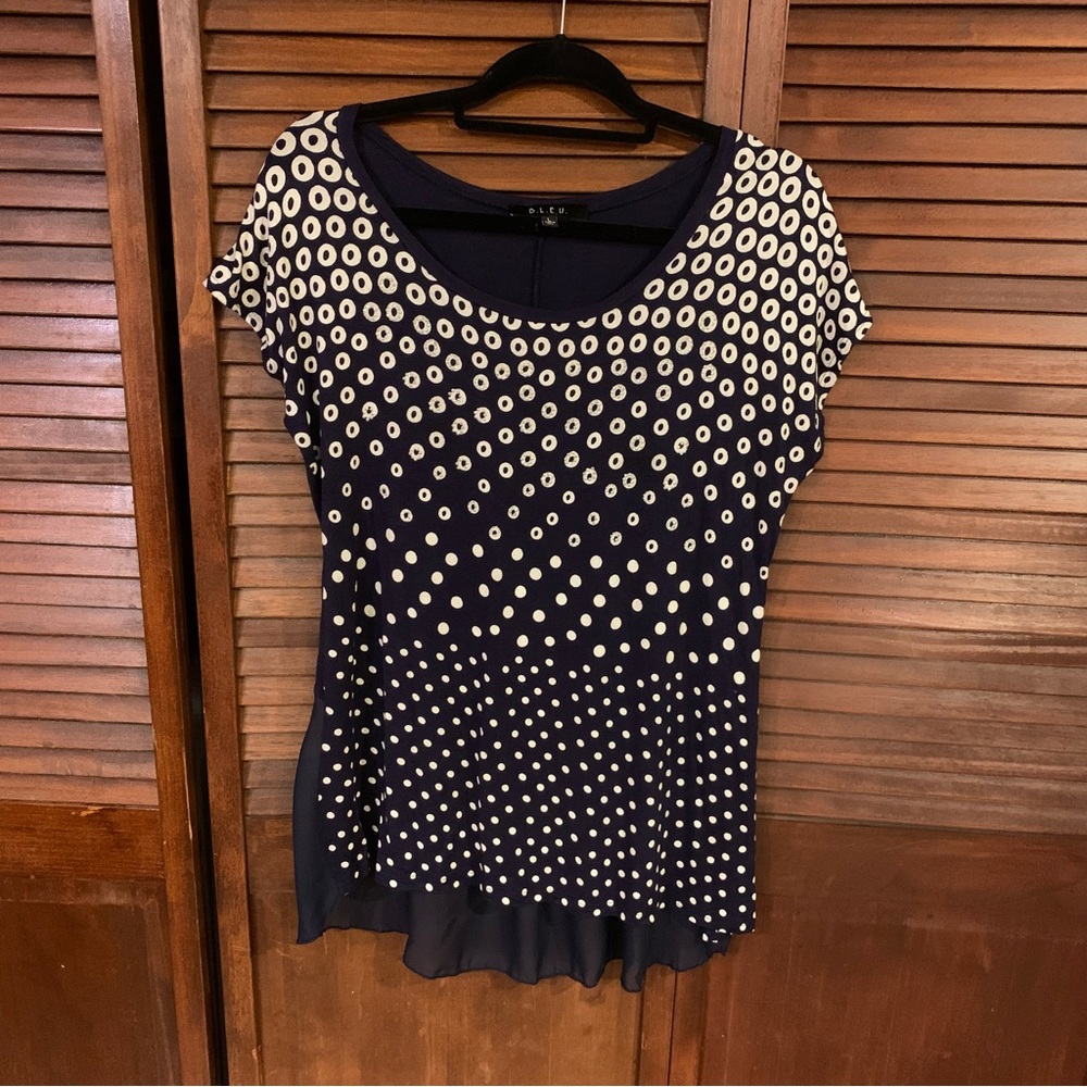 B.L.E.U. Navy Waterfall Flowy HiLo Dressy Tunic